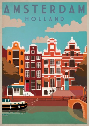 Amsterdam Vintage Travel Poster